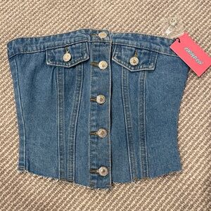 Edikted Blue Denim Corset Top